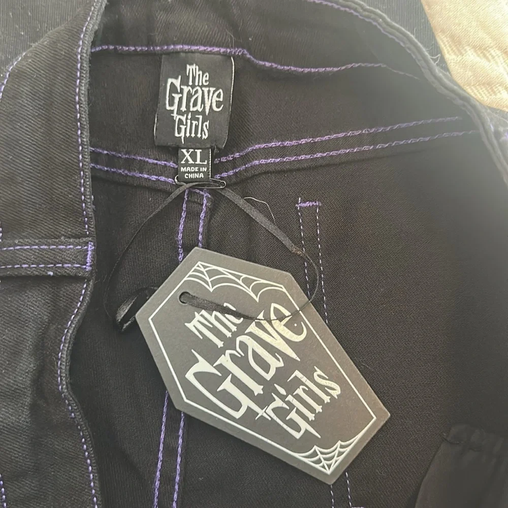The Grave Girls Dolls Kill lace up embroidered bat jeans XL